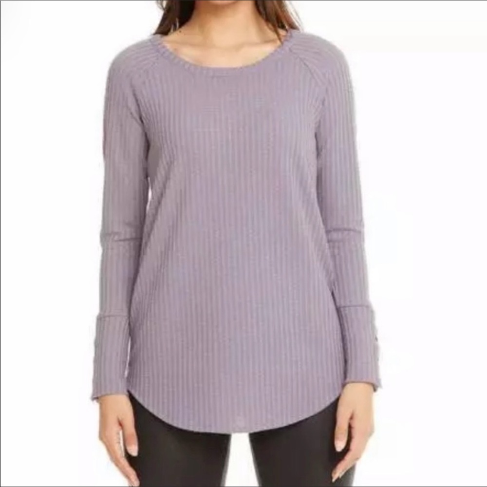 Chaser waffle knit top purple Small